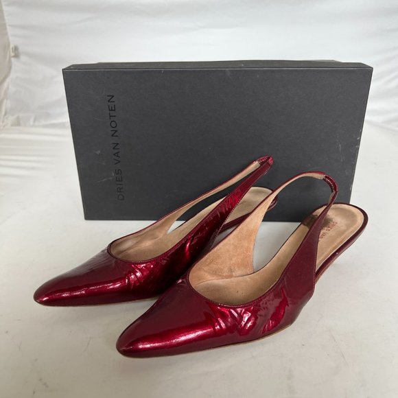 Dries Van Noten Red Patent Slingback Heels 35.5 - Picture 2 of 10